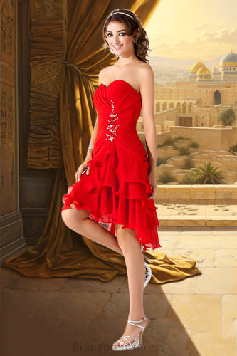 Emilia A-line Sweetheart Asymmetrical Chiffon Homecoming Dress With Beading Ruffle XXCP0020599