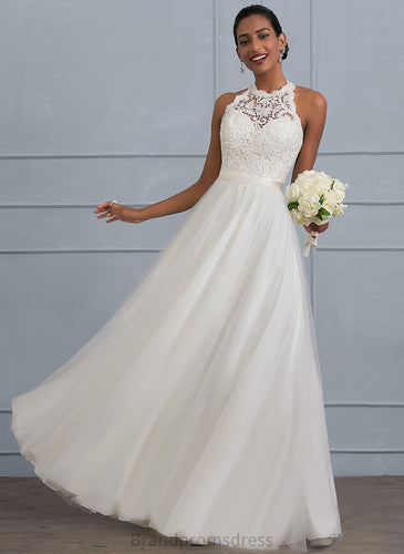 Jaelynn Lace Wedding Tulle Floor-Length Charmeuse Wedding Dresses Dress A-Line
