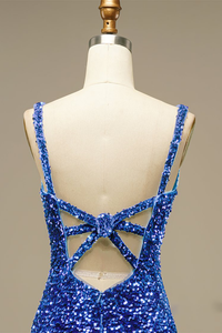 Eileen Homecoming Dresses Glitter Blue Sequins Short Prom Dress Party Dress