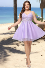 Load image into Gallery viewer, Kyla A-line V-Neck Short/Mini Lace Tulle Homecoming Dress With Beading XXCP0020501