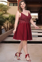 Load image into Gallery viewer, Kaylen A-line V-Neck Short/Mini Lace Tulle Homecoming Dress With Sequins XXCP0020498