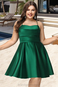 Breanna A-line Cowl Short/Mini Satin Homecoming Dress With Pleated XXCP0020511