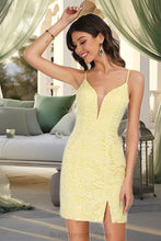 Load image into Gallery viewer, Allison Bodycon V-Neck Short/Mini Lace Homecoming Dress XXCP0020496