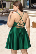 Load image into Gallery viewer, Breanna A-line Cowl Short/Mini Satin Homecoming Dress With Pleated XXCP0020511