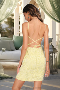 Allison Bodycon V-Neck Short/Mini Lace Homecoming Dress XXCP0020496