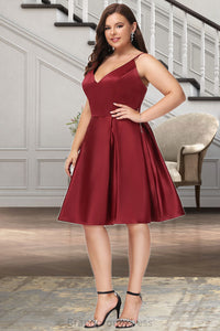 Amy A-line V-Neck Short/Mini Satin Homecoming Dress XXCP0020542