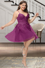 Load image into Gallery viewer, Mylie A-line V-Neck Short/Mini Lace Tulle Homecoming Dress With Sequins XXCP0020500