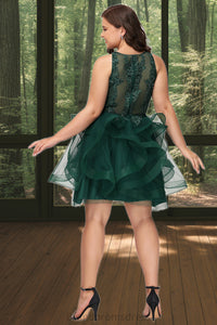 Jade Ball-Gown/Princess Scoop Short/Mini Lace Tulle Homecoming Dress With Sequins XXCP0020537