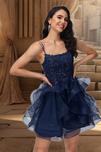 Nicola Ball-Gown/Princess Scoop Short/Mini Lace Tulle Homecoming Dress With Sequins XXCP0020510