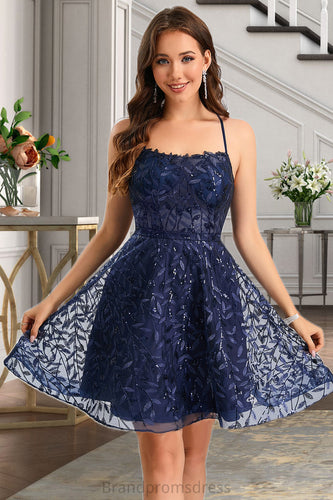 Sheila A-line Scoop Short/Mini Lace Homecoming Dress With Sequins XXCP0020461