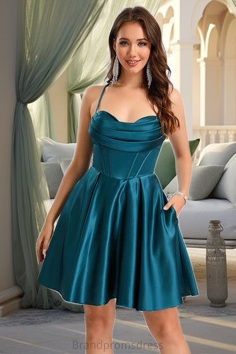 Abigayle A-line Sweetheart Short/Mini Satin Homecoming Dress XXCP0020478