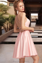 Load image into Gallery viewer, Roberta A-line Square Short/Mini Satin Homecoming Dress XXCP0020544