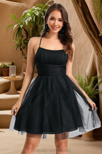 Azul A-line Scoop Short/Mini Tulle Homecoming Dress With Cascading Ruffles XXCP0020479