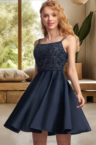 Teresa A-line Square Short/Mini Satin Homecoming Dress XXCP0020553
