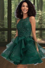Load image into Gallery viewer, Jade Ball-Gown/Princess Scoop Short/Mini Lace Tulle Homecoming Dress With Sequins XXCP0020537