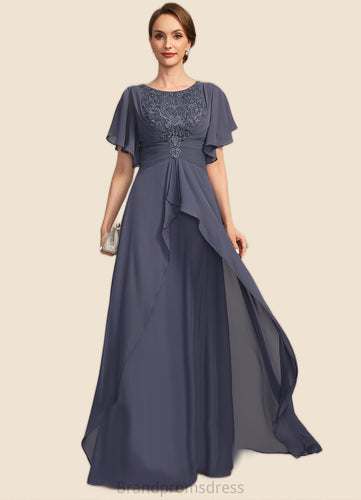 Alisha A-line Scoop Floor-Length Chiffon Lace Mother of the Bride Dress With Pleated XXC126P0021780