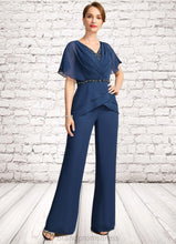 Load image into Gallery viewer, Philippa Jumpsuit/Pantsuit Separates V-Neck Floor-Length Chiffon Mother of the Bride Dress With Beading Pleated Sequins XXC126P0021800