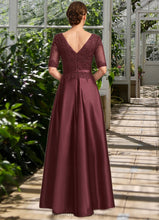 Load image into Gallery viewer, Luciana A-line V-Neck Floor-Length Lace Satin Mother of the Bride Dress With Sequins XXC126P0021803