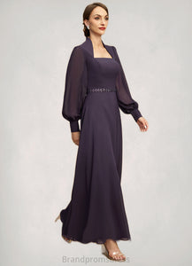 Karly A-line Queen Anne Ankle-Length Chiffon Mother of the Bride Dress With Beading Sequins XXC126P0021805