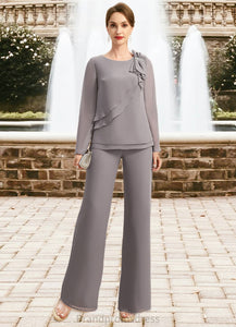 Silvia Jumpsuit/Pantsuit Separates Scoop Floor-Length Chiffon Mother of the Bride Dress With Bow XXC126P0021808