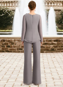 Silvia Jumpsuit/Pantsuit Separates Scoop Floor-Length Chiffon Mother of the Bride Dress With Bow XXC126P0021808
