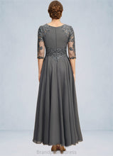 Load image into Gallery viewer, Corinne A-line Scoop Asymmetrical Chiffon Lace Mother of the Bride Dress With Pleated Sequins XXC126P0021812