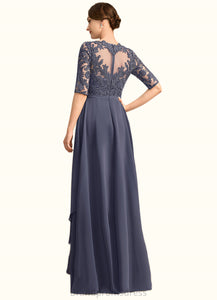Katie Sheath/Column Scoop Illusion Floor-Length Chiffon Lace Mother of the Bride Dress With Sequins XXC126P0021818