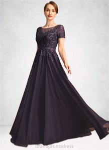 Estrella A-line Scoop Illusion Floor-Length Chiffon Lace Mother of the Bride Dress With Sequins XXC126P0021828