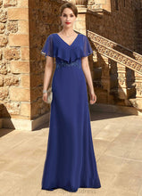 Load image into Gallery viewer, Stella A-line V-Neck Floor-Length Chiffon Mother of the Bride Dress With Beading Appliques Lace Sequins XXC126P0021829