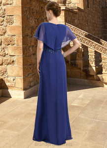 Stella A-line V-Neck Floor-Length Chiffon Mother of the Bride Dress With Beading Appliques Lace Sequins XXC126P0021829