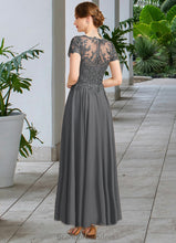 Load image into Gallery viewer, Daisy A-line V-Neck Illusion Ankle-Length Chiffon Lace Mother of the Bride Dress With Sequins XXC126P0021830