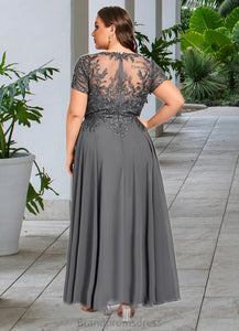Daisy A-line V-Neck Illusion Ankle-Length Chiffon Lace Mother of the Bride Dress With Sequins XXC126P0021830