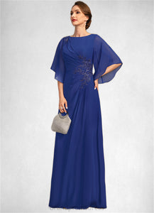 Tia A-line Scoop Floor-Length Chiffon Mother of the Bride Dress With Pleated Appliques Lace Sequins XXC126P0021831