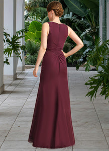 Anna Sheath/Column V-Neck Floor-Length Chiffon Mother of the Bride Dress With Beading Cascading Ruffles XXC126P0021835