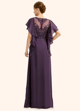 Load image into Gallery viewer, Kailyn A-line Scoop Illusion Floor-Length Chiffon Lace Mother of the Bride Dress XXC126P0021839