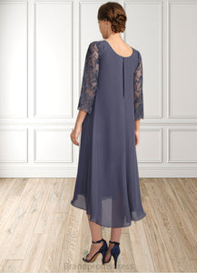 Meadow Sheath/Column Scoop Asymmetrical Chiffon Lace Mother of the Bride Dress With Sequins XXC126P0021840