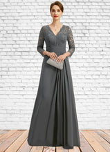 Load image into Gallery viewer, Winifred A-line V-Neck Floor-Length Chiffon Lace Mother of the Bride Dress With Pleated XXC126P0021850