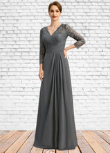 Load image into Gallery viewer, Winifred A-line V-Neck Floor-Length Chiffon Lace Mother of the Bride Dress With Pleated XXC126P0021850