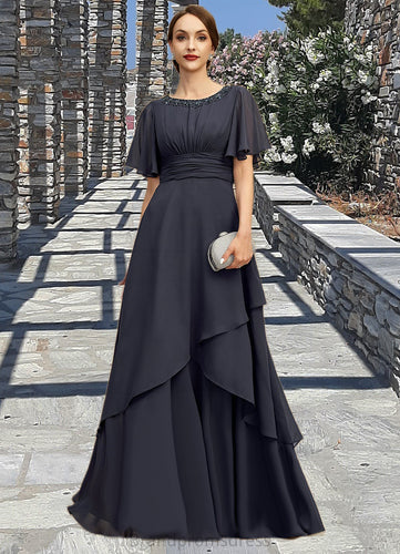 Kaylen A-line Scoop Floor-Length Chiffon Mother of the Bride Dress With Beading Pleated Sequins XXC126P0021856