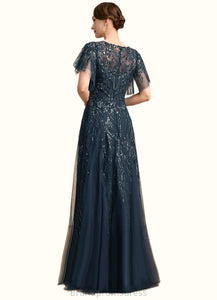 Viola A-line Scoop Illusion Floor-Length Lace Tulle Mother of the Bride Dress With Sequins XXC126P0021860