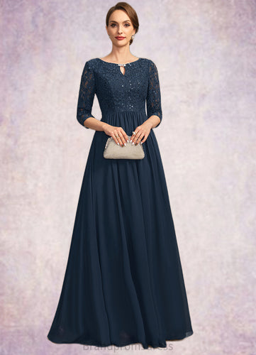 Aleena A-line Scoop Floor-Length Chiffon Lace Mother of the Bride Dress With Crystal Brooch Sequins XXC126P0021961