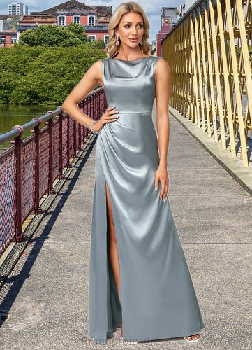 Mandy A-line Cowl Scoop Floor-Length Stretch Satin Bridesmaid Dress XXCP0022574