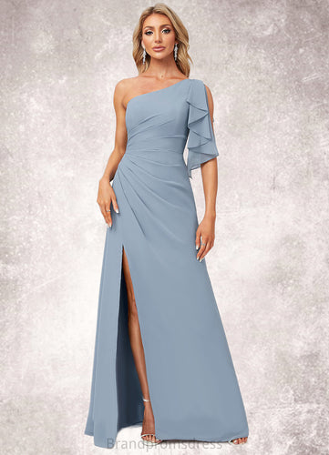 Alessandra A-line One Shoulder Floor-Length Chiffon Bridesmaid Dress With Ruffle XXCP0022576