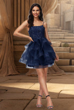 Load image into Gallery viewer, Nicola Ball-Gown/Princess Scoop Short/Mini Lace Tulle Homecoming Dress With Sequins XXCP0020510