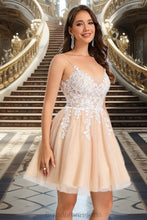 Load image into Gallery viewer, Eden A-line V-Neck Short/Mini Lace Tulle Homecoming Dress XXCP0020469