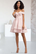 Load image into Gallery viewer, Hayley A-line Short/Mini Stretch Crepe Homecoming Dress With Cascading Ruffles XXCP0020540