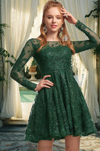 Load image into Gallery viewer, Kaitlynn A-line Scoop Short/Mini Lace Homecoming Dress With Sequins XXCP0020545