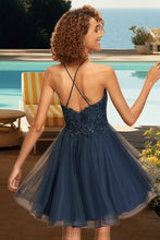 Load image into Gallery viewer, Maryjane A-line Scoop Short/Mini Lace Tulle Homecoming Dress With Sequins XXCP0020523