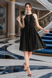 Phoebe A-line Scoop Knee-Length Chiffon Lace Homecoming Dress XXCP0020518