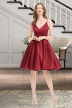 Load image into Gallery viewer, Amy A-line V-Neck Short/Mini Satin Homecoming Dress XXCP0020542
